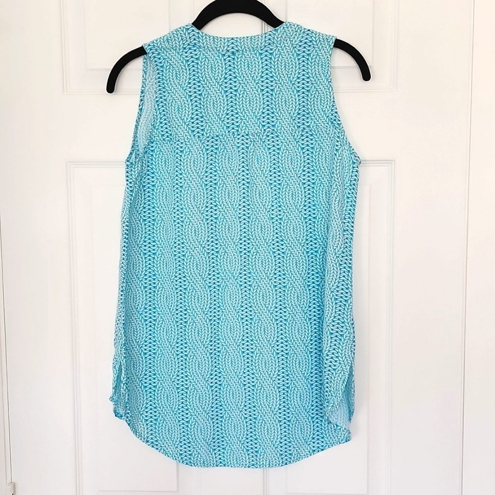 Escapada Blue Leaf Braid Pattern Tunic Top - image 3